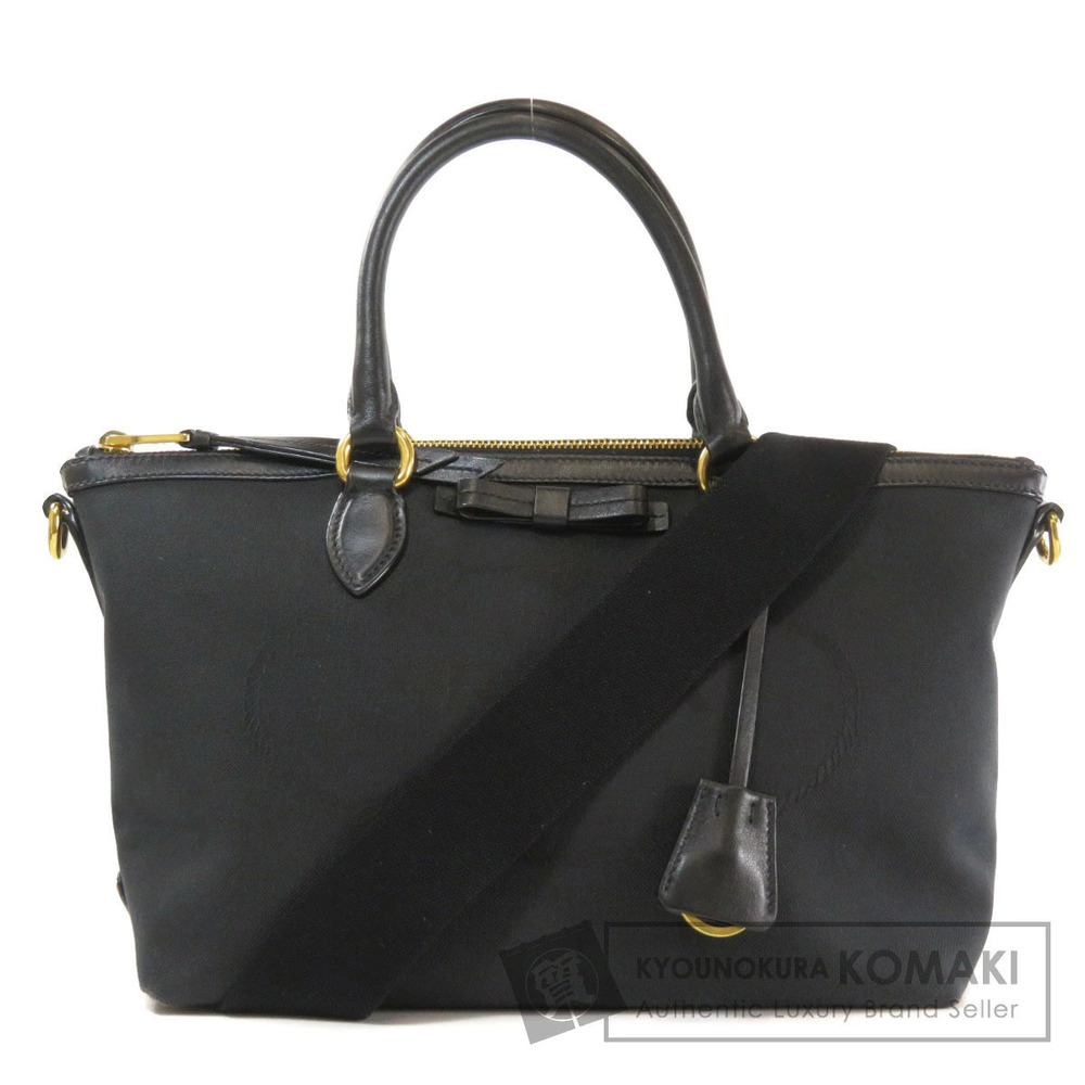 Prada Logo Jacquard Tote Bag black canvas leather trim